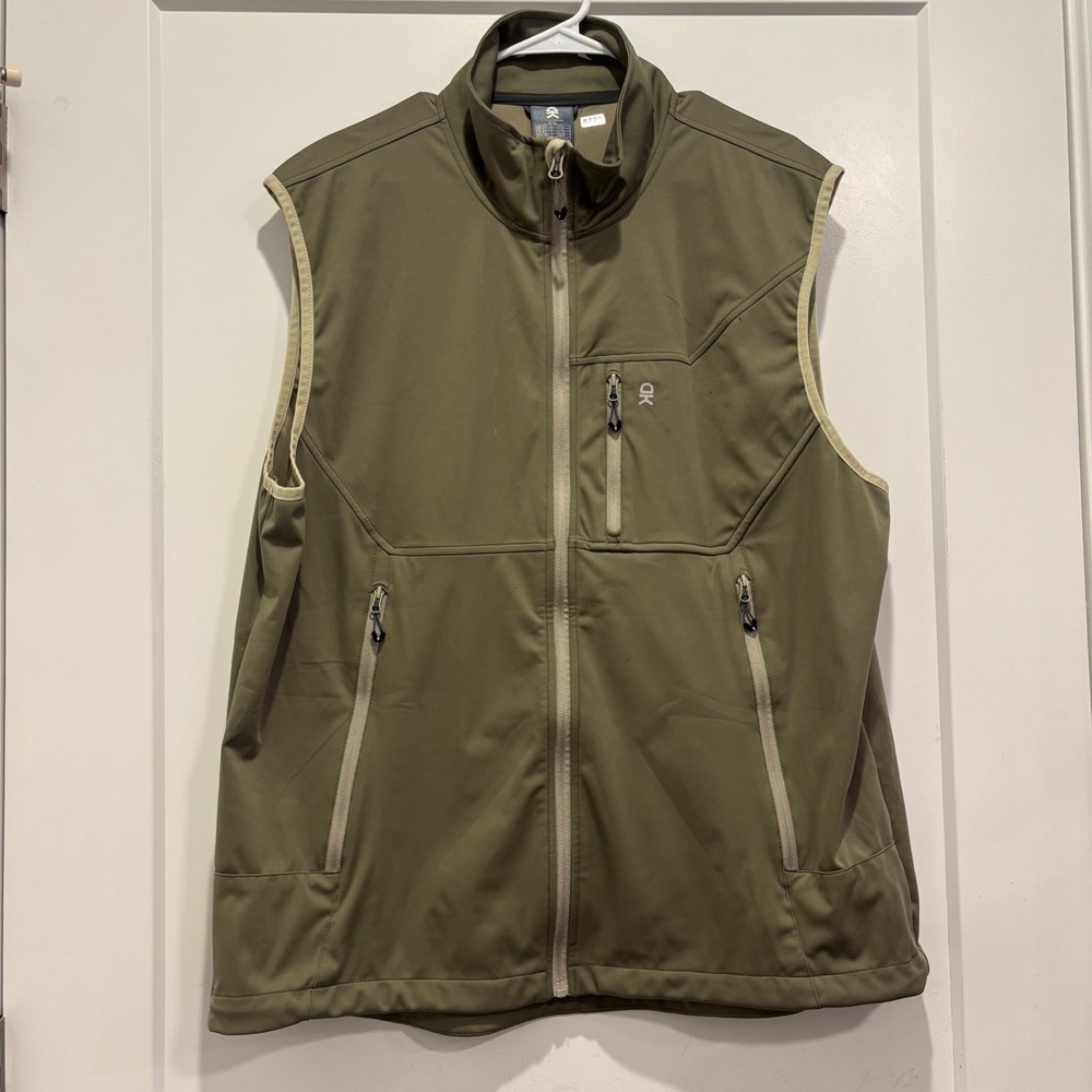 Little Donkey Andy Mens XXL Softshell Vest Olive Green Full Zip Outdoor Hiking